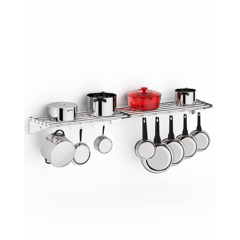 Coppins Steel Rectangle Wall Mounted Pot Rack, 5.5" H x 60" W x 12" D