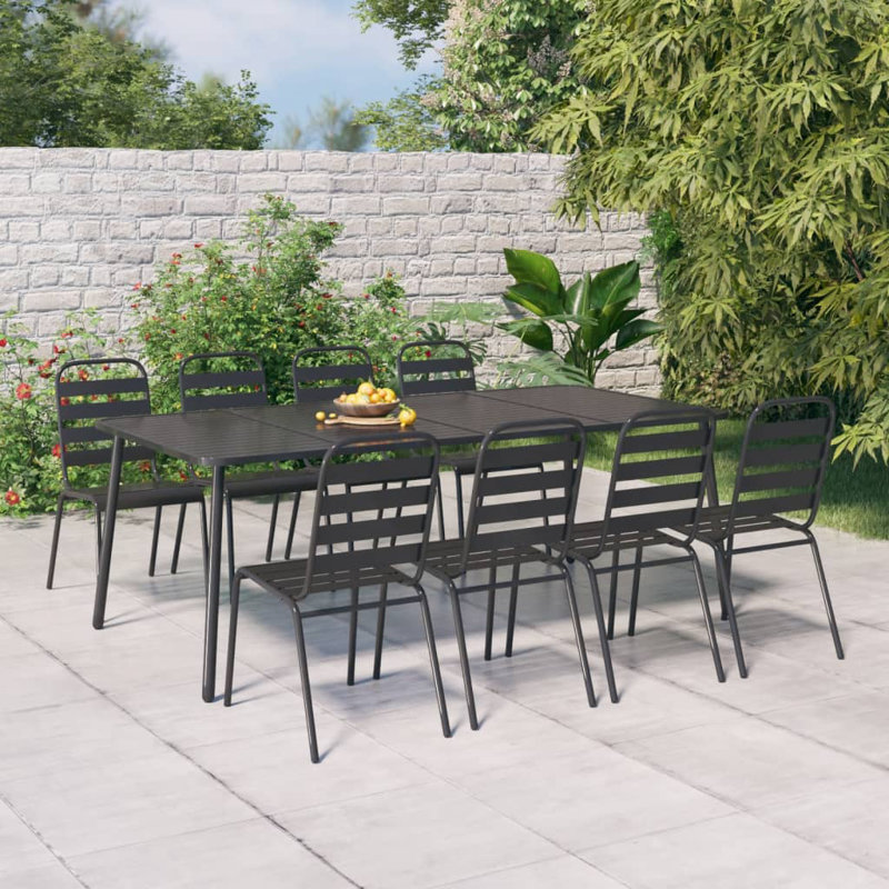Aieesha 8 - Person Patio Dining Set Rectangular Table, 71cm H x 200cm W x 100cm D