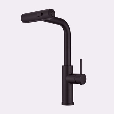 Robinet d'évier de cuisine, robinets de cuisine noirs avec douchette extractible, robinet de bar de cuisine à un trou