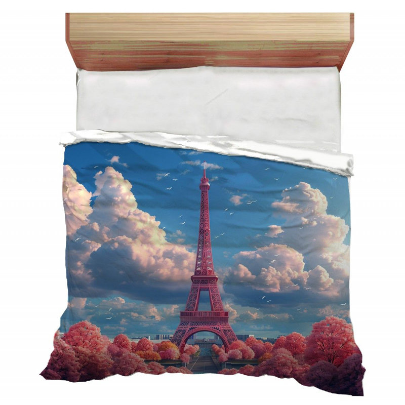Édredon Tour Eiffel Bedding Landmark Cloudy, Édredon simple TG
