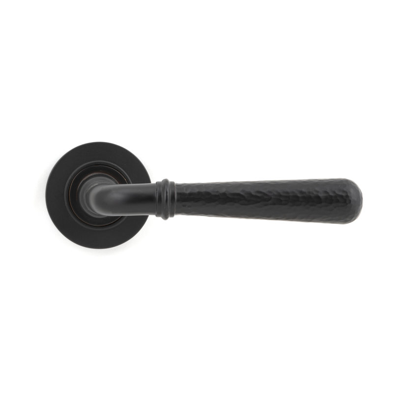Hammered Newbury Lever on Rose Set (Plain), Aged Bronze