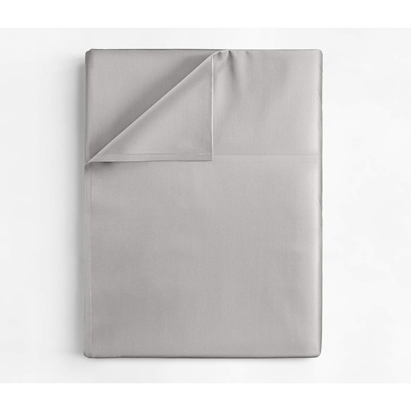 Drap en coton 400 fils - Drap rafraîchissant, respirant et doux, Gris clair, Très grand californien 