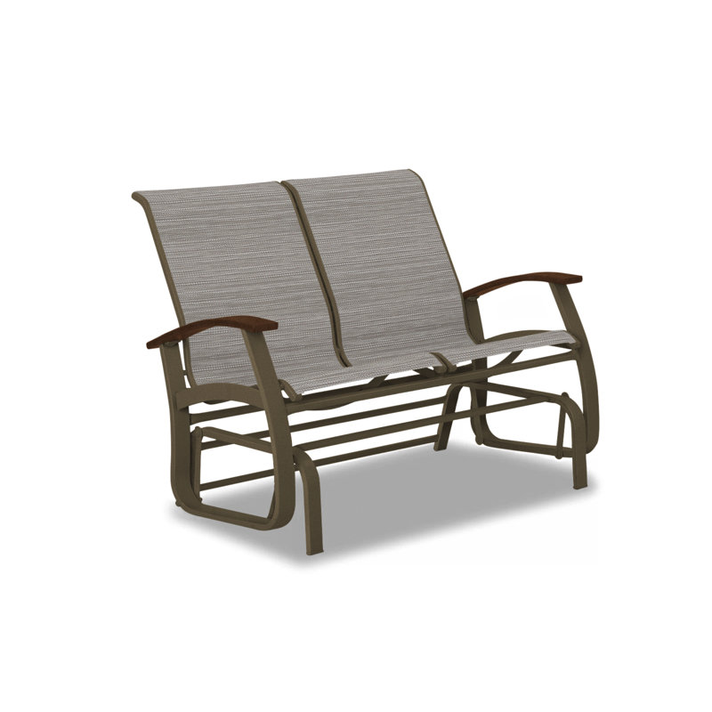 Belle Isle Outdoor Glider, Textured Beachwood, Kona P10, Aqua