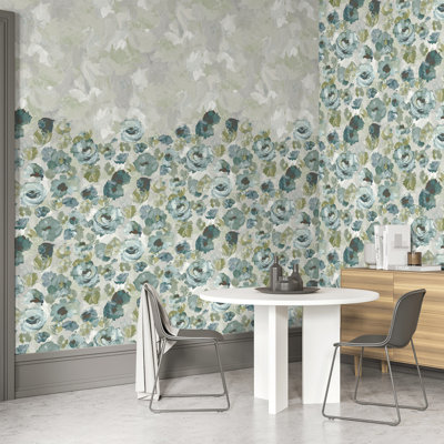 Thaler Large Paeonia Flowers and Plain Twinwall 4-panel Mural Design 3m x 280cm