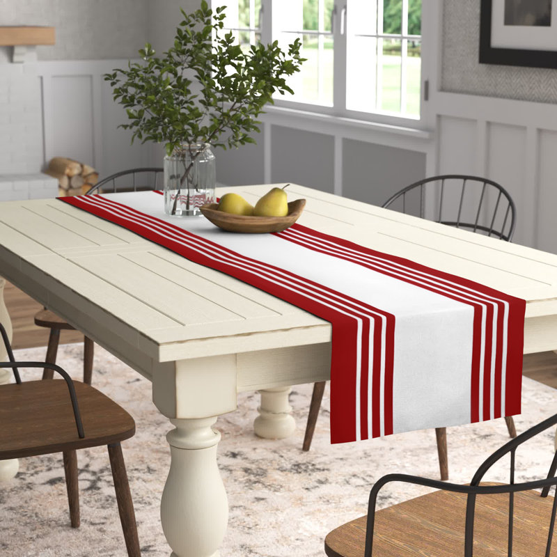 Chemin de table Doster, 72 po x 16 po, Rouge, Géomestrique