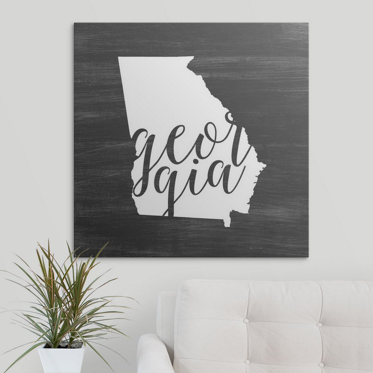 « home state typography georgia », impression sur cercle intérieur, H 35 po x l 35 po x P 1,5 po, Toile