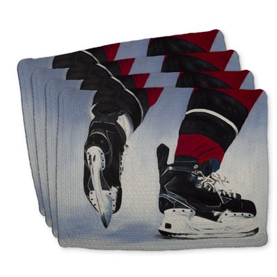 Hockey Player Braided Polyester Roksanda Set of 4 | Home Décor