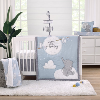 NoJo Disney Dumbo Sweet Little Storks, Stars, Clouds and Moon 3 Piece Nursery Crib Bedding Set