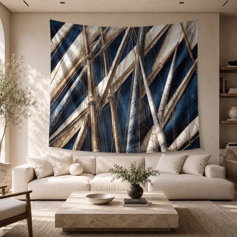 Tapisserie murale nautique, 68 po x 80 po