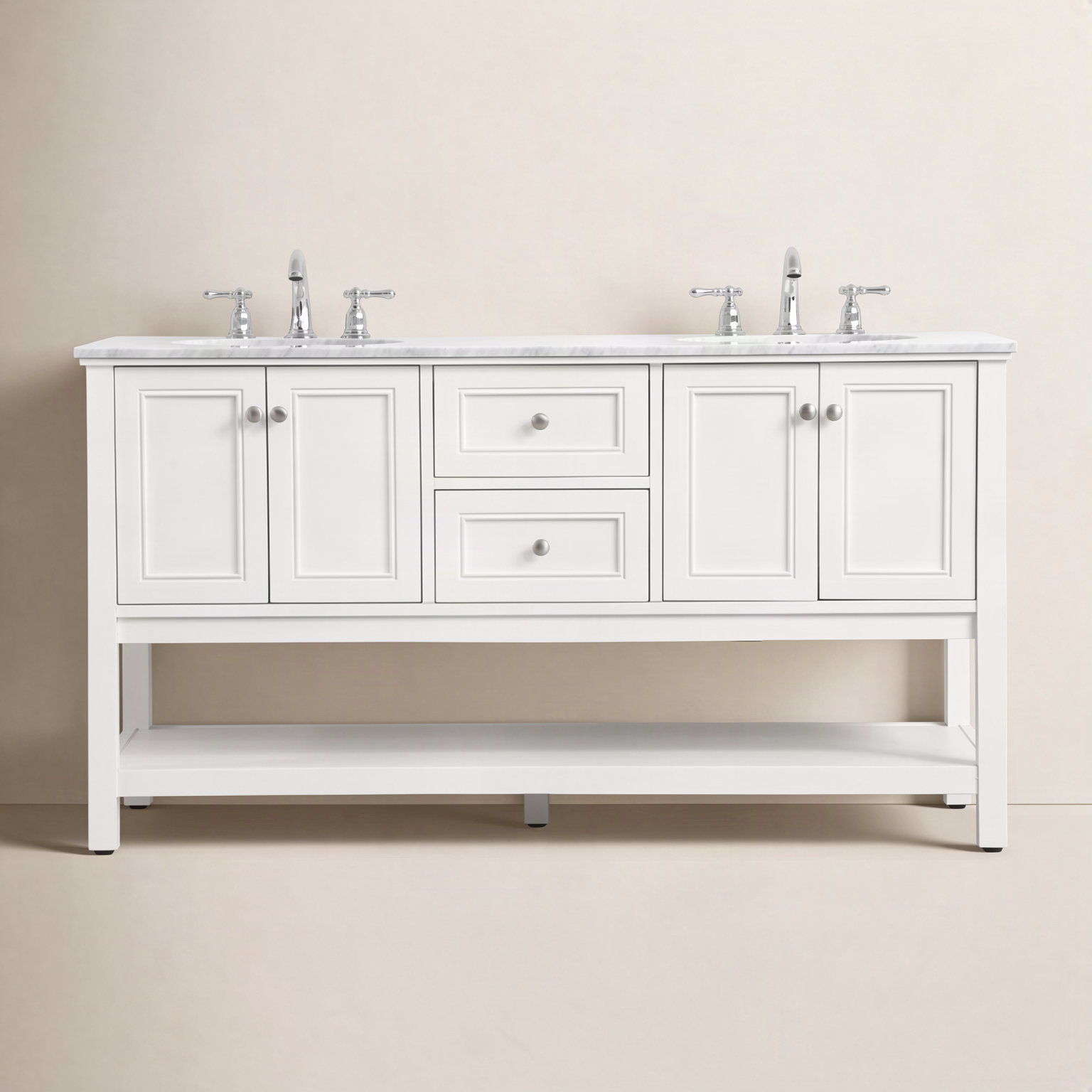 Bonsai 60'' Double Bathroom Vanity, White