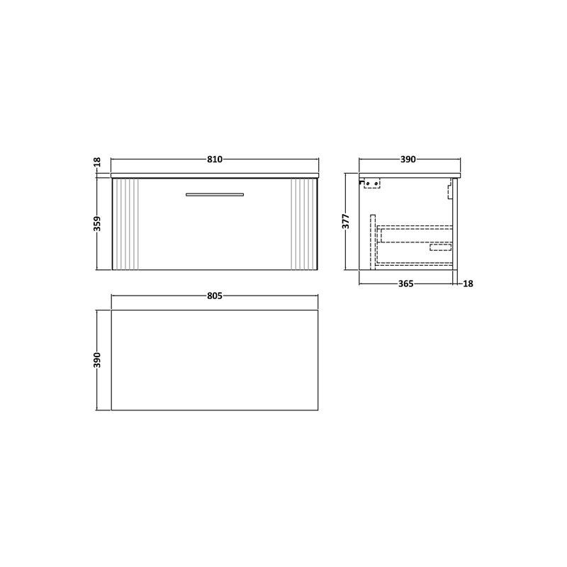 Deco Single Bathroom Vanity Base Only in Anthracite Satin, Satin Anthracite