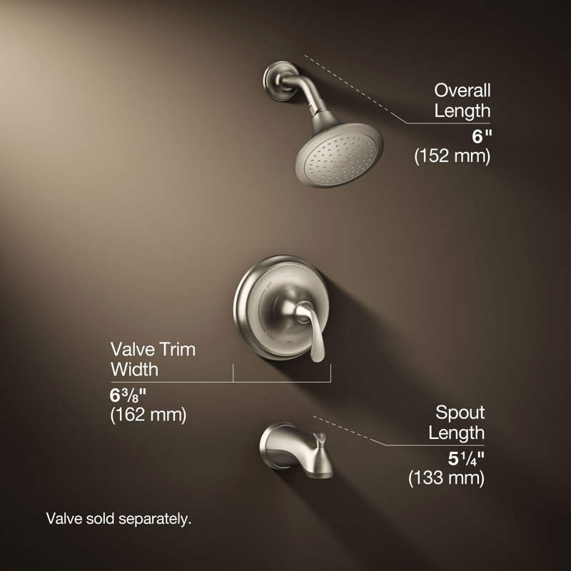 Forté Sculpted Rite-Temp Bath and Shower Trim, Vibrant Brushed Nickel