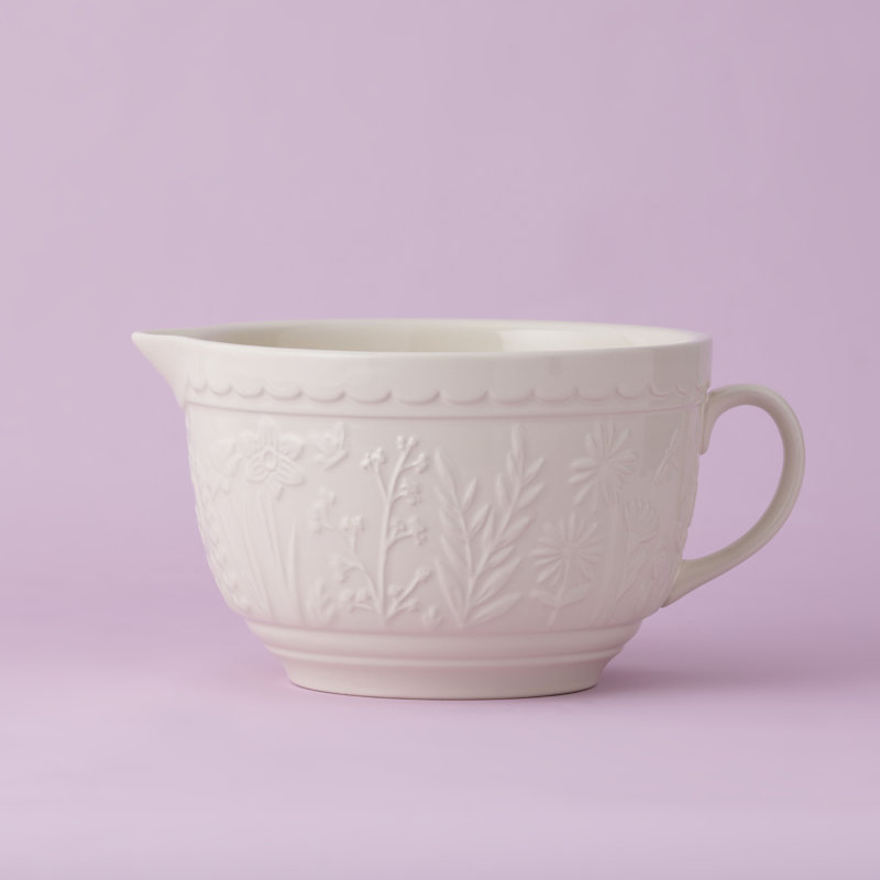 Cream Ceramic 1.9L Batter Bowl with Handle