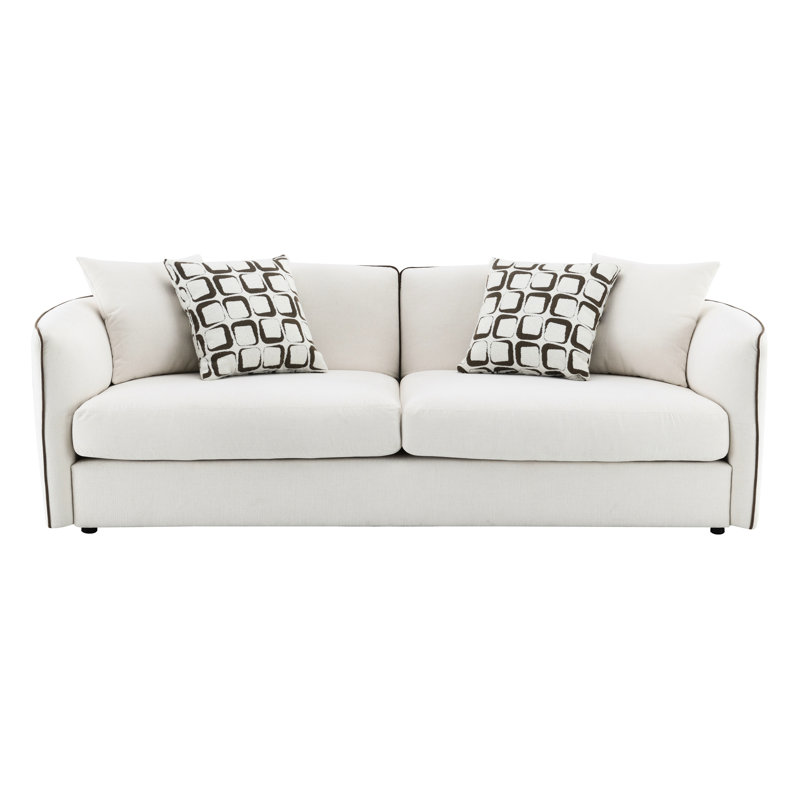 Chenille beige, housses amovibles à 2 places, structure en bois massif, 91 po de largeur, 39 po de profondeur, 74 po de largeur, 4 coussins, coussin, poids de 190 lb