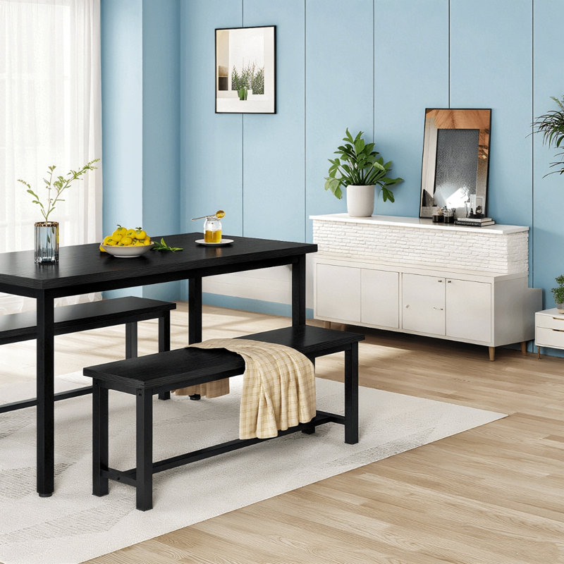 Dining Benches, Pair Of 2, 39" Kitchen Benches, Durable & Stable, Industrial Small Bench Kitchen Bench With Metal Legs For Dining Room, Kitchen, Entryway, Bedroom