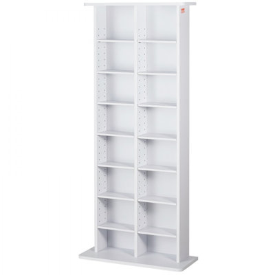 Media Storage Cabinet, 8-Layer DVD Shelf Holds 464 CDs, Adjustable CD Shelves 16 Compartments