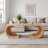 47.24"W Handcrafted Burl Wood Coffee Table, C-Shaped Center Table With Curved Base-1997840957