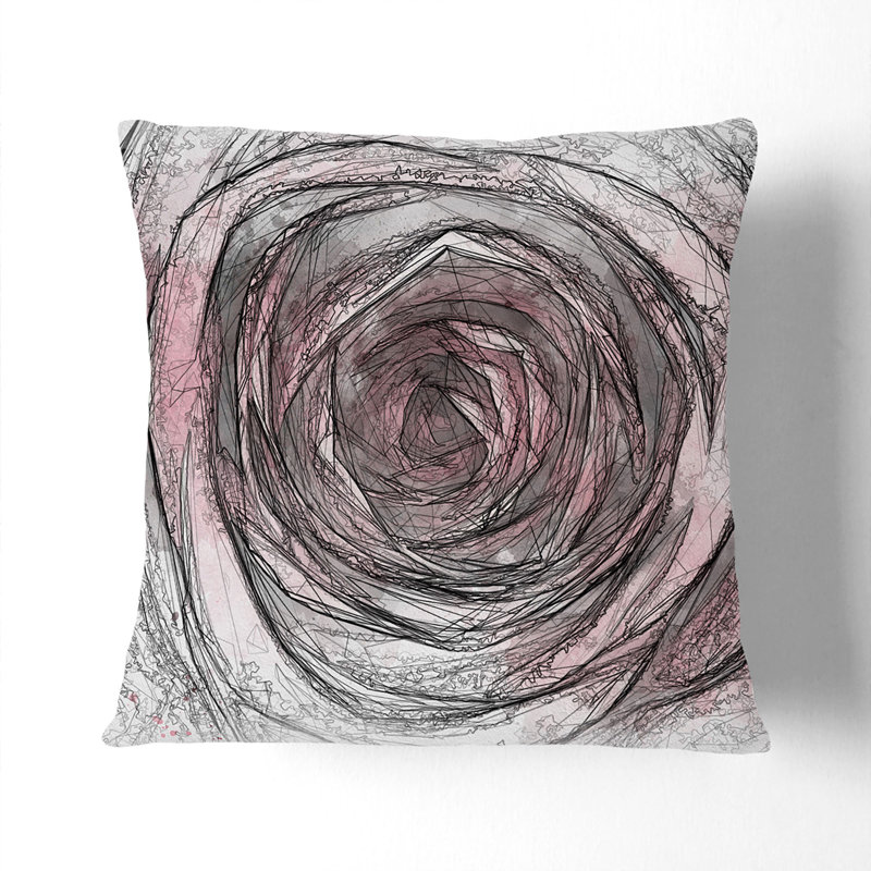 Pink Rose Flower Vol.2 Scatter Cushion, Black, 55cm H x 55cm W x 20cm D