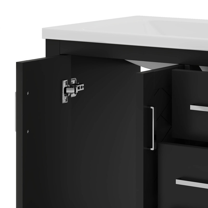 Meuble-lavabo traditionnel de 30 po avec 3 tiroirs, Noir, H 34 po x l 18 po x P 30 po