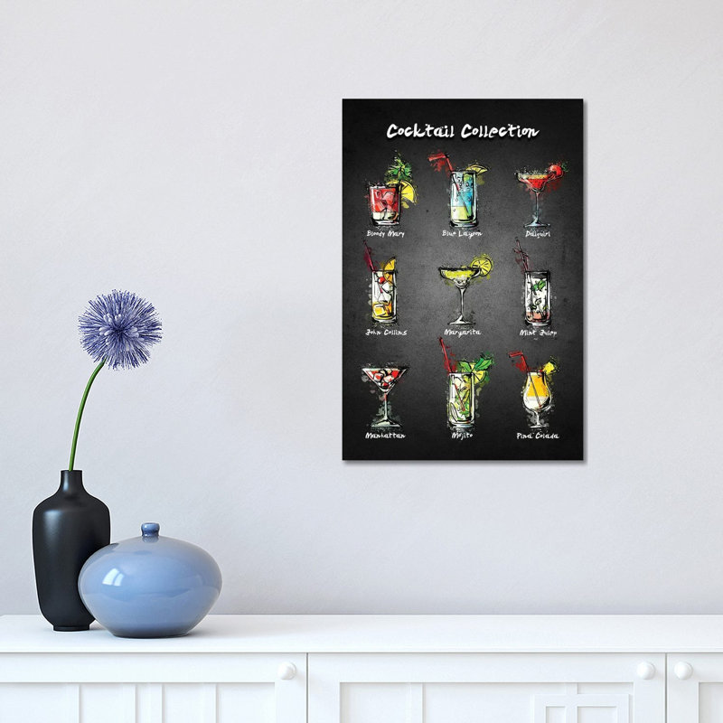 Cocktail Menu I 1 Piece Wrapped Canvas Wall Art, 30.48 cm H x 45.72 cm W