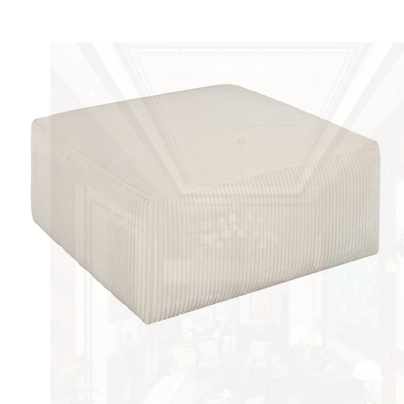 Repose-pieds rembourré carré, Tissu beige