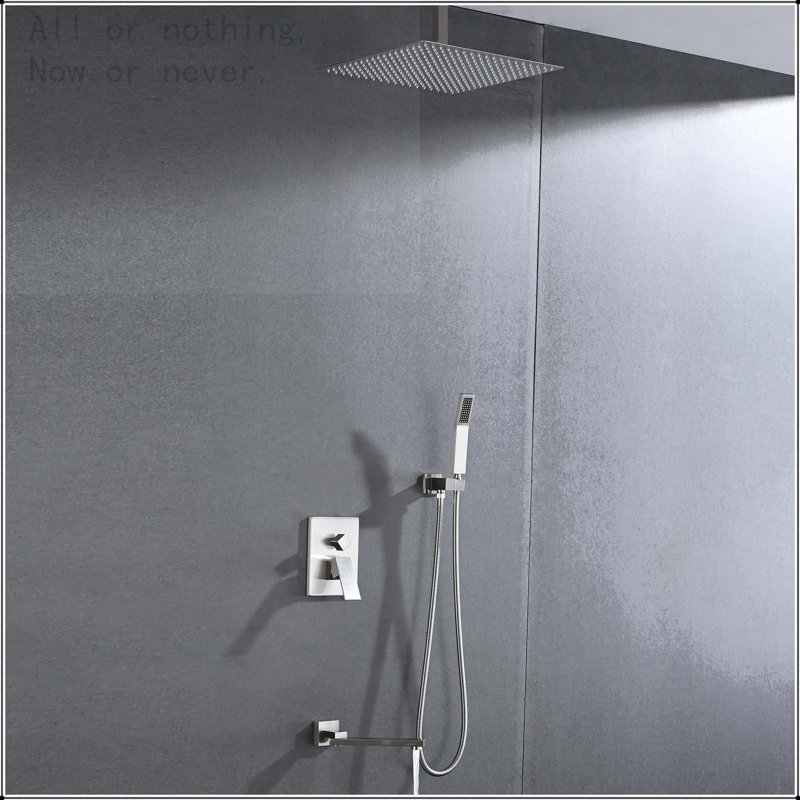 Système de douche à effet pluie de 16 pouces au plafond avec douchette