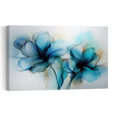 Fleurs bleues éthérées - Affiche murale abstraite contemporaine