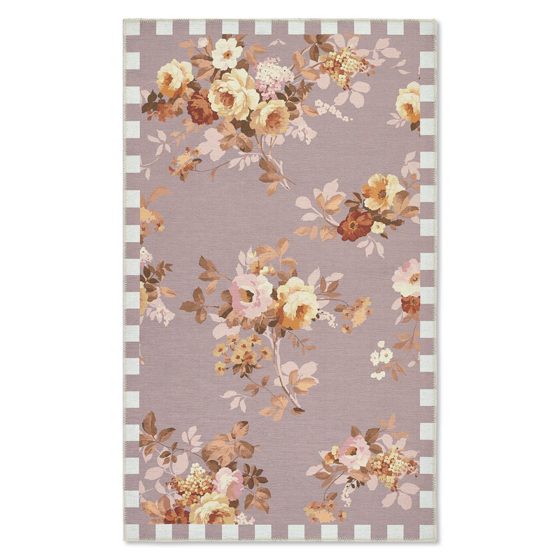Wild Rose Washable Rug, Taupe, Rectangle 3' x 5'