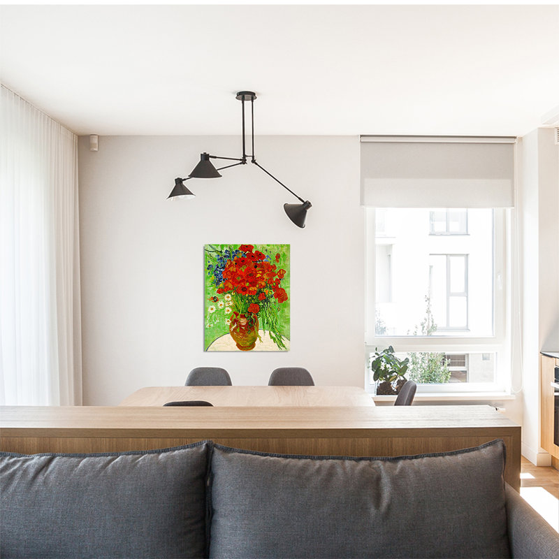 «Red Poppies And Daisies» par Vincent Van Gogh, reproduction sur toile, H 30 po x l 24 po x P 0,75 po, Toile tendue