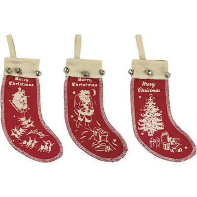  Ensemble de 3 bas de Noël rétro en feutre