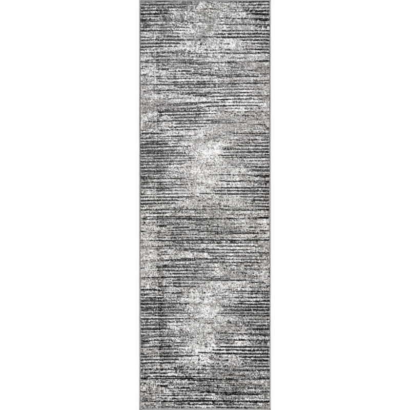 Khadijah Striped Light Gray Area Rug, Runner 2'6" x 12'