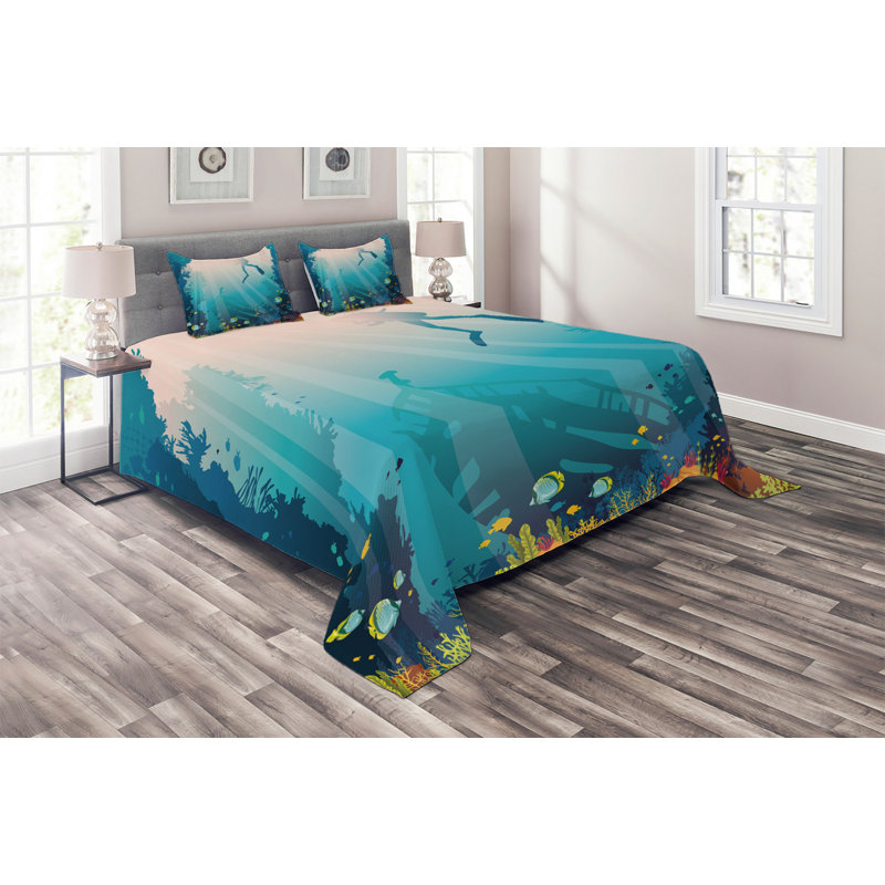Polyester Coverlet, King Bedspread + 2 Shams