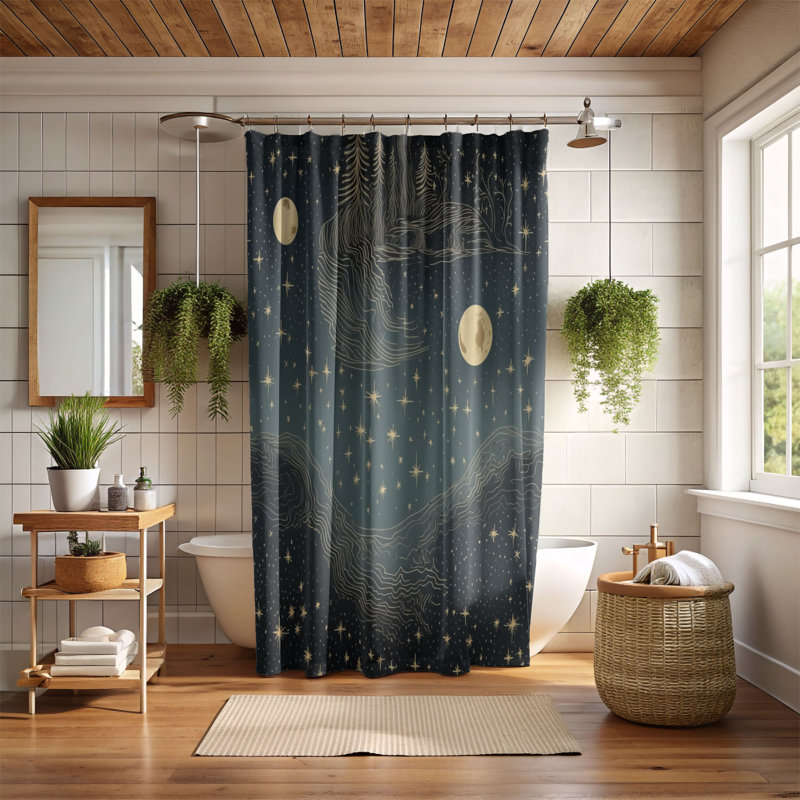 Andrean Abstract Shower Curtain, 74"H x 71"W