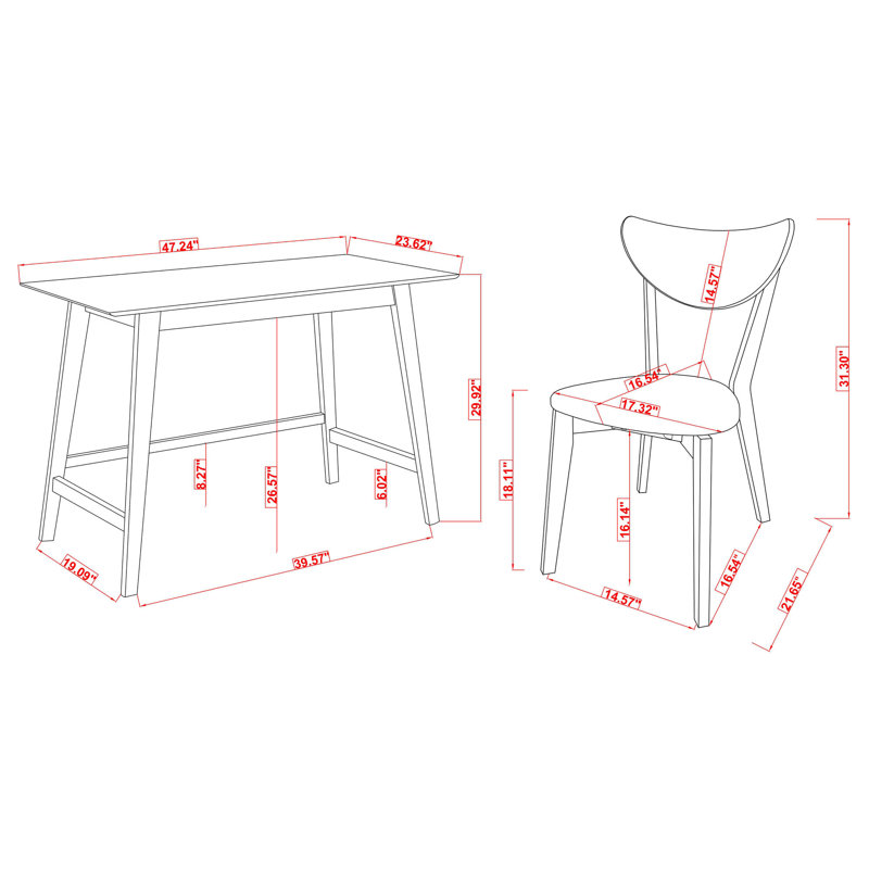 Ensemble de bureau d'écriture 2 pièces