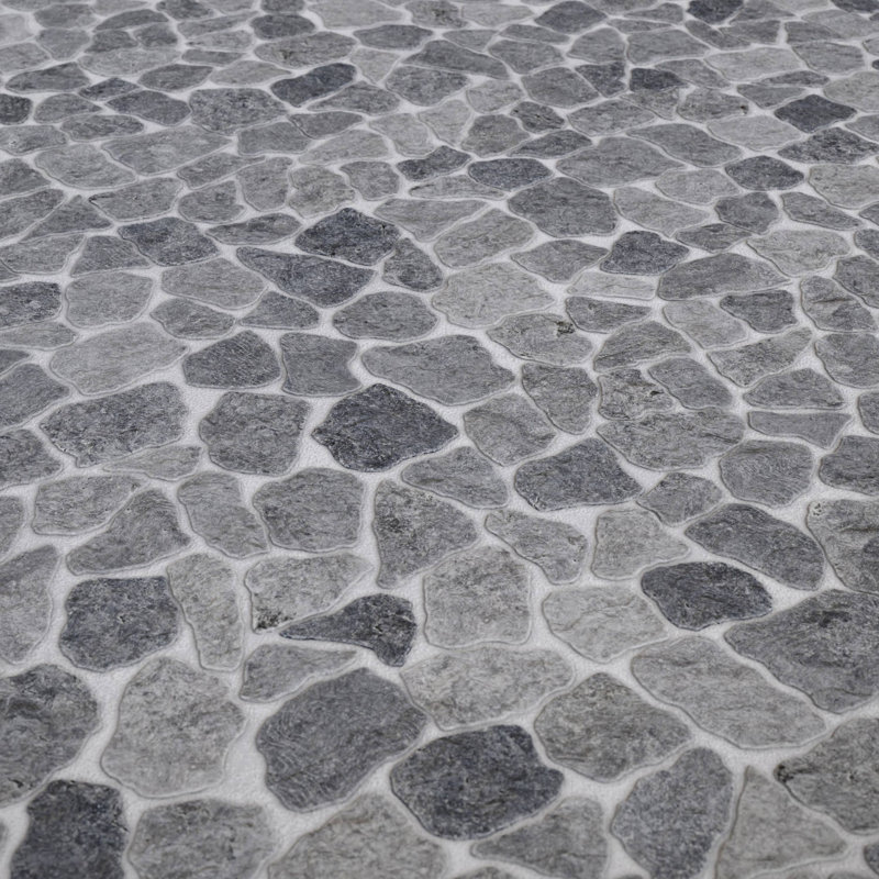 Double éclectique 18 po x 18 po Tuile de mur et de plancher en marbre marbré, Gris pierre