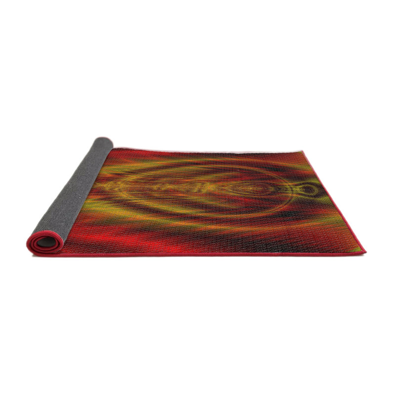 Laine tissée à la main en laine et polyester rouge/jaune Tapis décoratif, Carré 4 pi