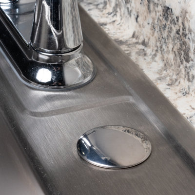 Chrome Plated Metal Sink Hole Cover with Bolt and Nut 1-3/4" Length