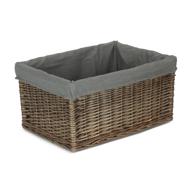 House Of Hampton Wicker Decorative Basket, Antique Wash Grey
