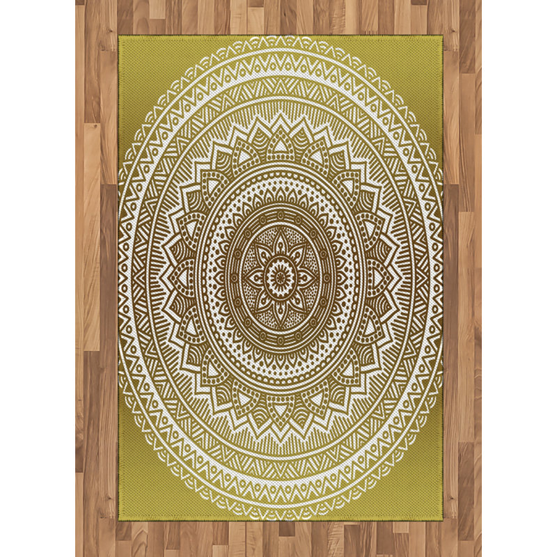 Ethnic High Density Long Fiber Poly Threads Decorative Area Rug Carpet, Rectangle 4' x 5'8"