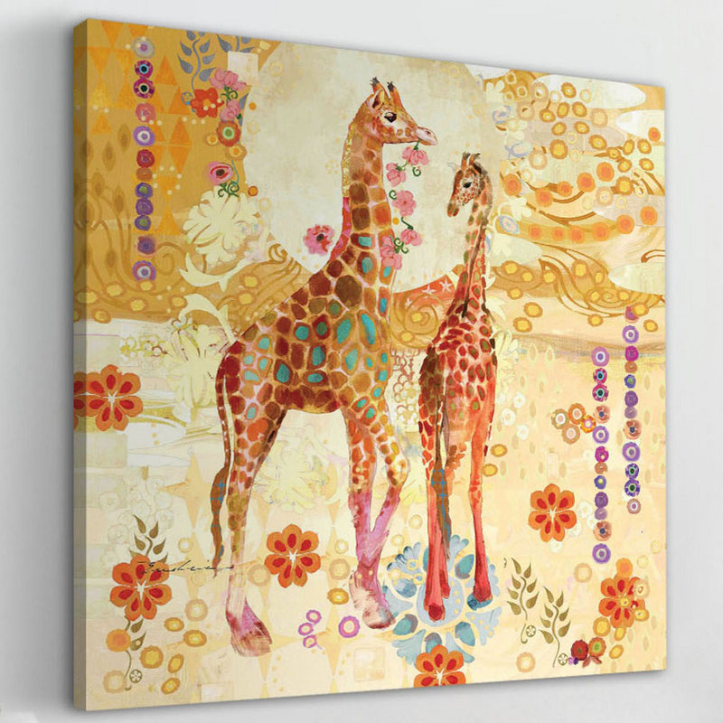 Giraffes by Evelia - Wrapped Canvas Print, 81cm H x 81cm W x 3.81cm