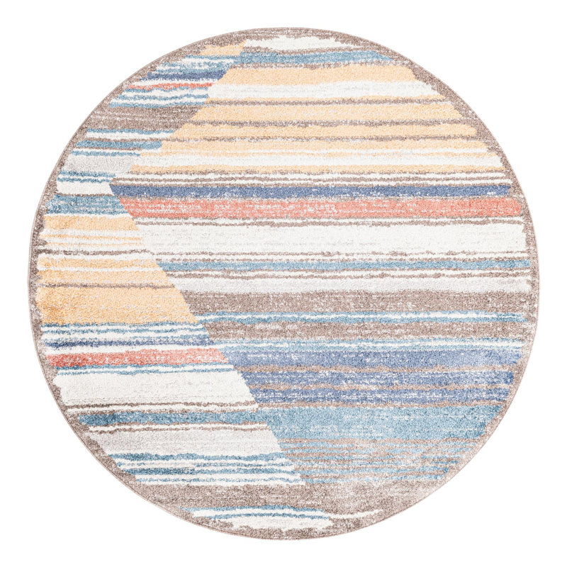 Frystown Geometric Indoor Rug, Round 5'3"