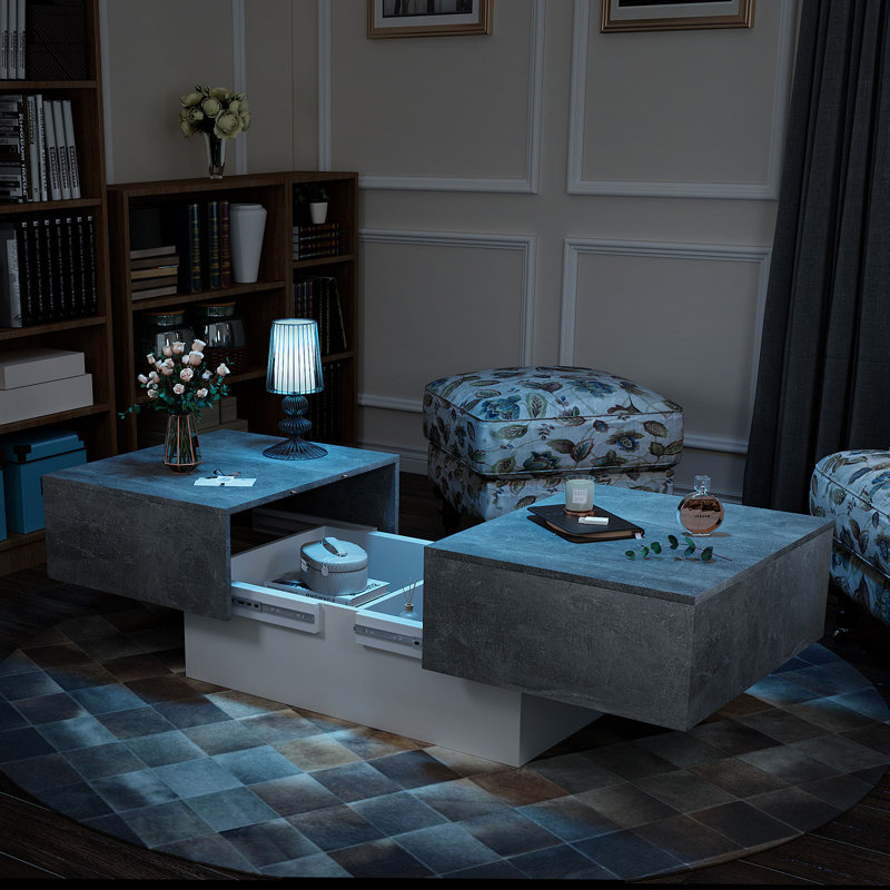 Rectangle Coffee Table with Sliding Table Top, Modern Coffee Tables for Living Room