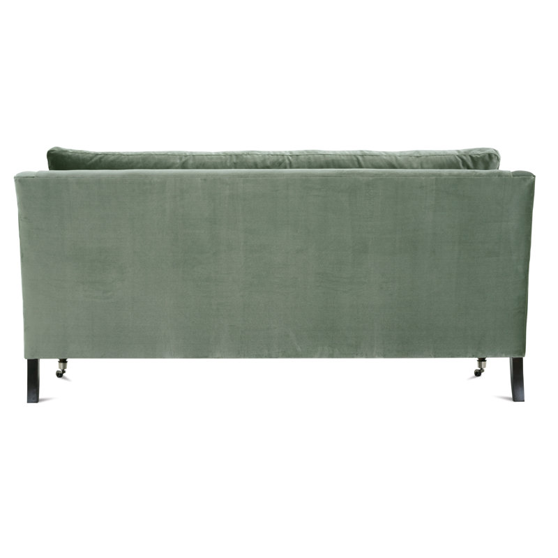Madeline Sofa, Dark Brown Wood, Light Green, 34"H x 71"W x 40"D