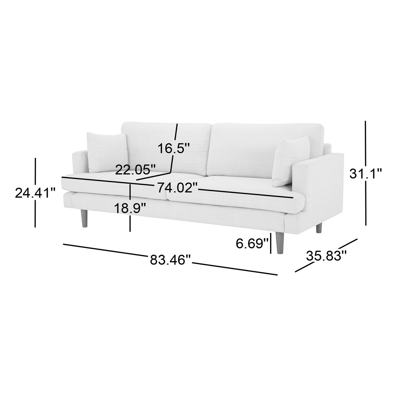 Laguna 83" Upholstered Sofa, Rust Performance Chenille