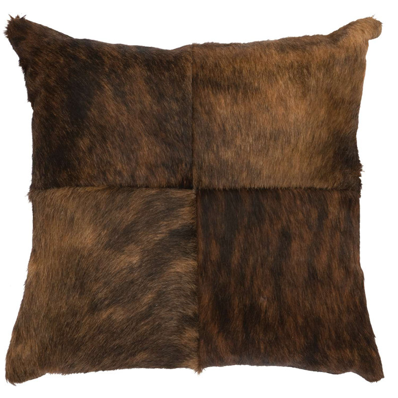 Wooded River Dark Brindle Leather Pillow - Leather Back