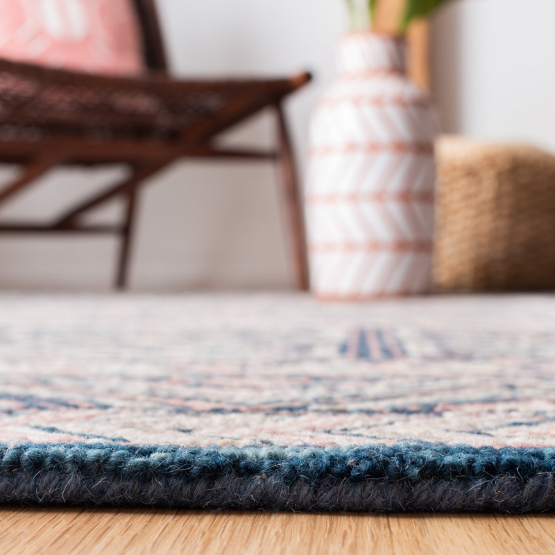 Diep Hand Tufted Wool And Cotton With Latex Geometric Rug, Round 5'