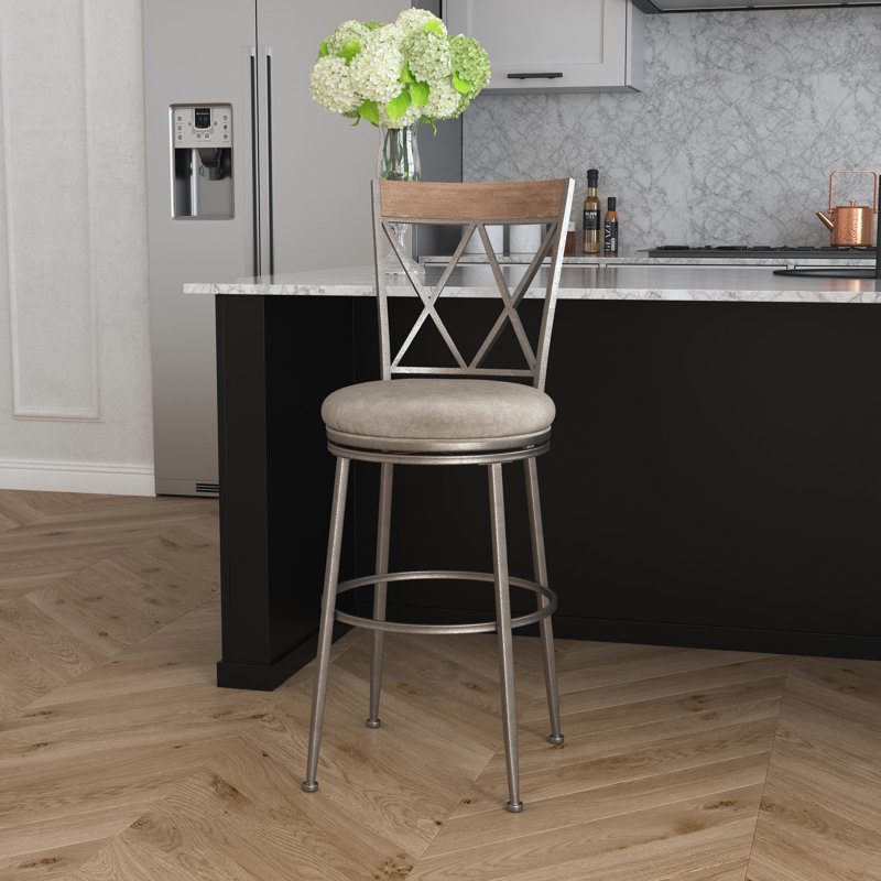 Dejhanae Swivel Upholstered Sunbrella® Counter Stool, Bar Stool (30" Seat Height)
