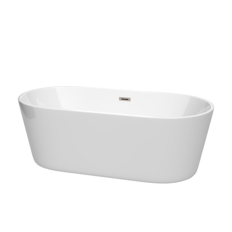 Carissa 67'' x 31.5'' Soaking Acrylic Bathtub, Brushed Nickel