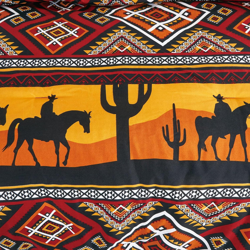 Full Multicolor Microfiber Western Rodeo Comforter Set