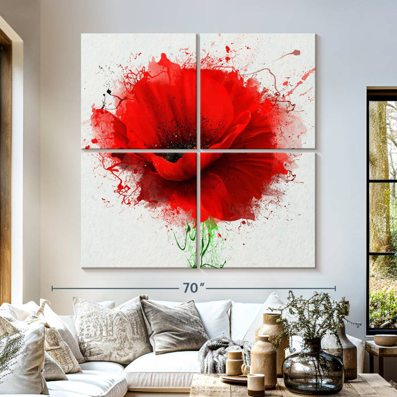 Harnek Red Poppy Splash, H 57 po x l 57 po